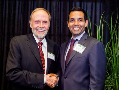 Dr. Samir Sinha (right) with Cliff Nordal, Chair, 2014 Board of Governors