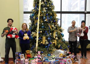 Members of the Michener Charity Committee with Toy Drive donations