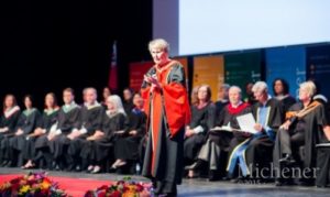 Dr. Roberta Bondar speaks to graduates at Michener's 2015 Convocation