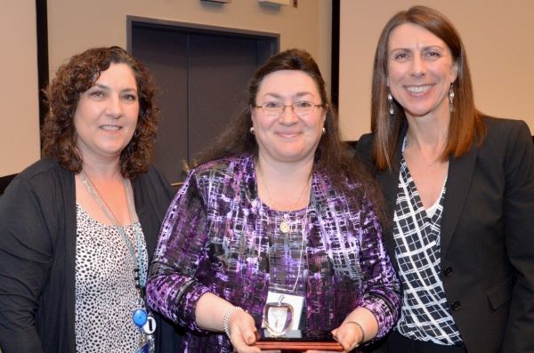 Rose DiLeo (centre) clinical coordinator at East General Hospital with radiological technology professor Bonnie Sands (left) and program chair Susan Weltz (right). 