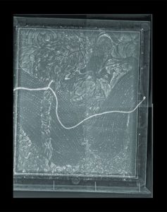 X-ray of Sophie La Rosier’s painting # 214, hidden behind a mirror. X-ray by Michener Institut, Toronto, July 2016
