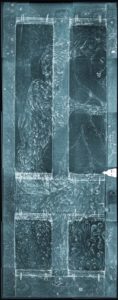 X-ray of Sophie La Rosier’s painting # 263, Oil on wood, over-painted with black encaustic. X-ray by Michener Institut, Toronto, July 2016