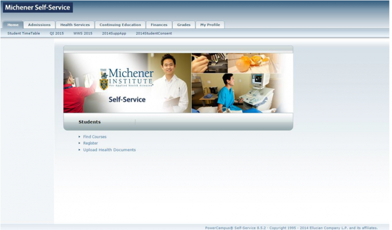 Screenshot - Michener Student Portal Homepage