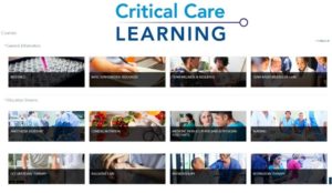 Screenshot of Critical Care Learning website
