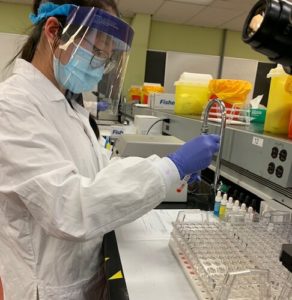 Medical Laboratory Science student performing testing in lab