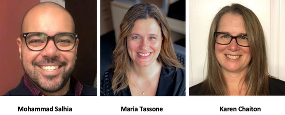 Headshots of Mohammad Salhia, Maria Tassone and Karen Chaiton