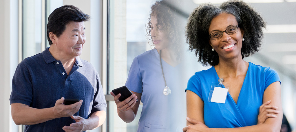 image of happy employees having conversation